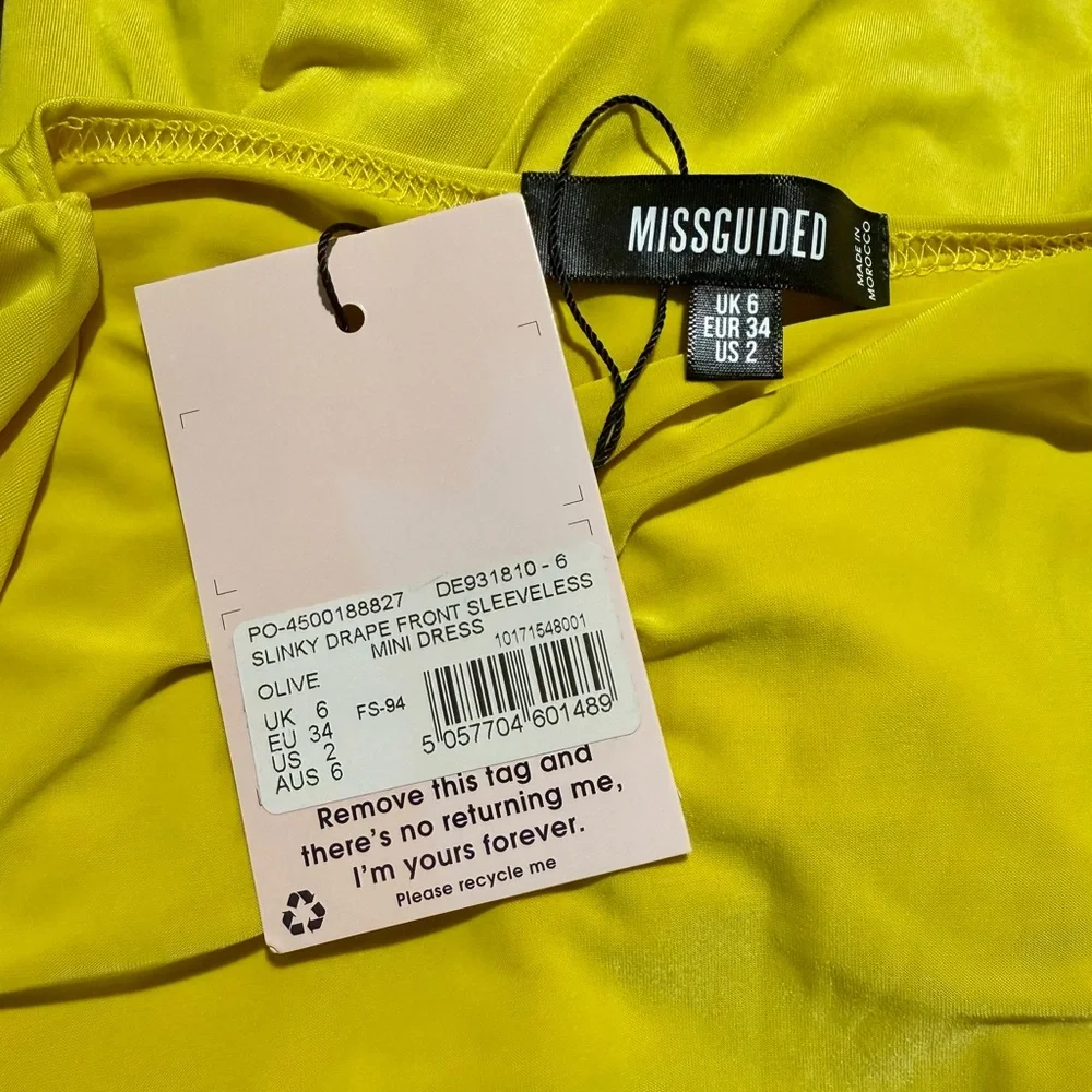 NWT Missguided Lime Slinky Drape Front Mini Dress Sz US/2 Sexy Cocktail Party - Picture 9 of 12